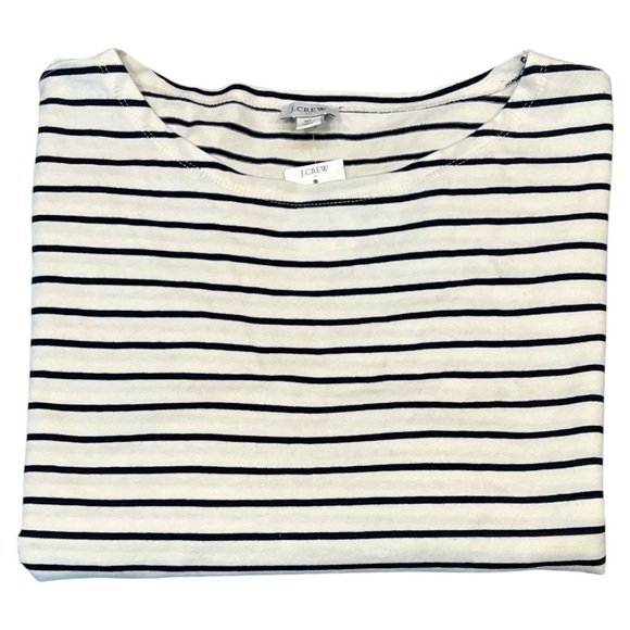 J. Crew long sleeve boatneck tee antique white / navy XL NEW NWT - Picture 6 of 8